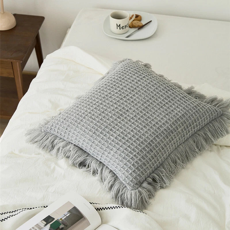 45*45cm Square Throw Pillow Case Tassel Cushion Cover Sofa Bed Pillowcase Decor