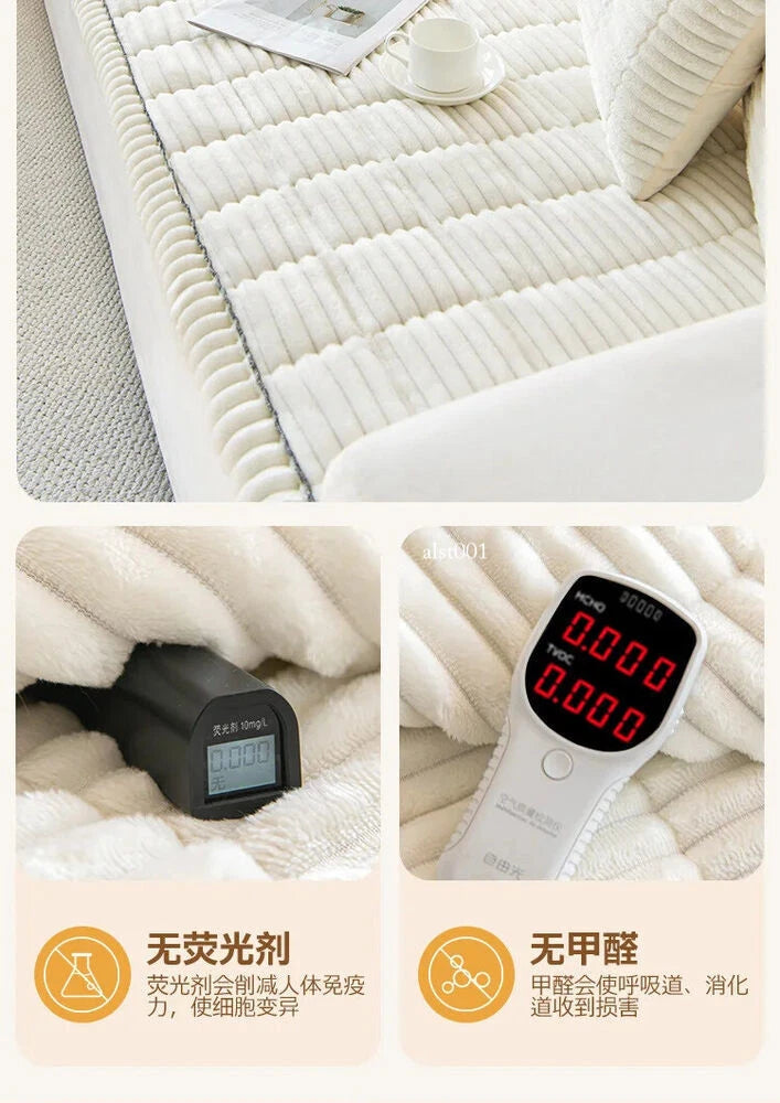New Corduroy Quilted Sofa Towel Winter Warm Thickening Plush Cushion Couch Cover