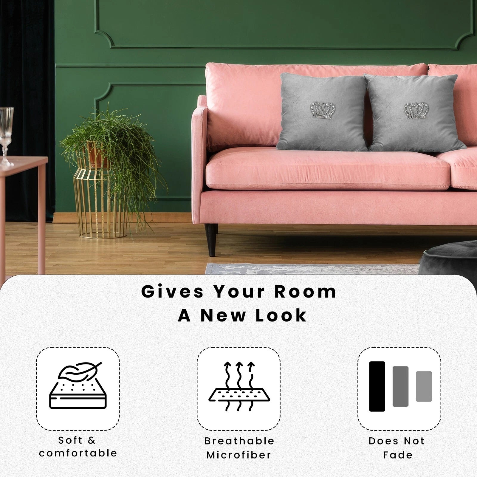 Velvet Cushion Covers Square Sofa Pillow Cases Pack of 4, 3, 2  Bed Sofa Decor