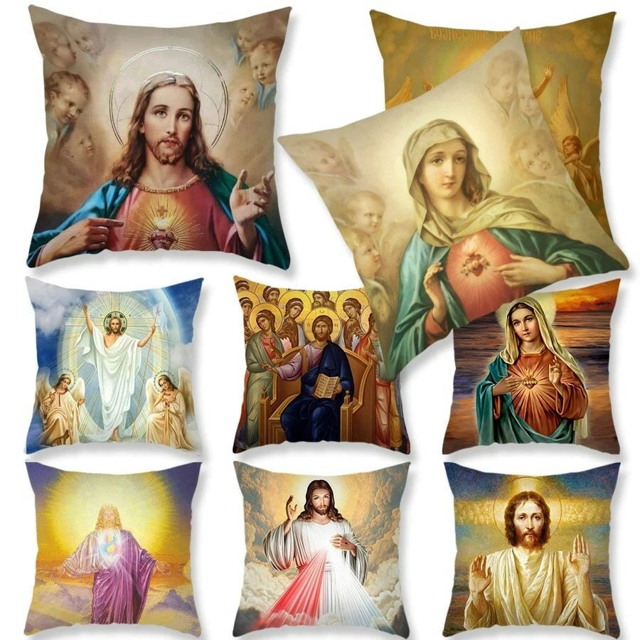 Virgin Mary Printed Pillow Case Car Bed Sofa Bedroom Decoration Cushion Cover