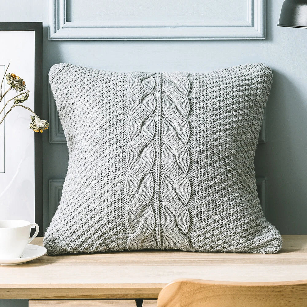 18" Knitted Pillow Case Throw Office Sofa Bed Waist Cushion Cover Pillowcase 1pc
