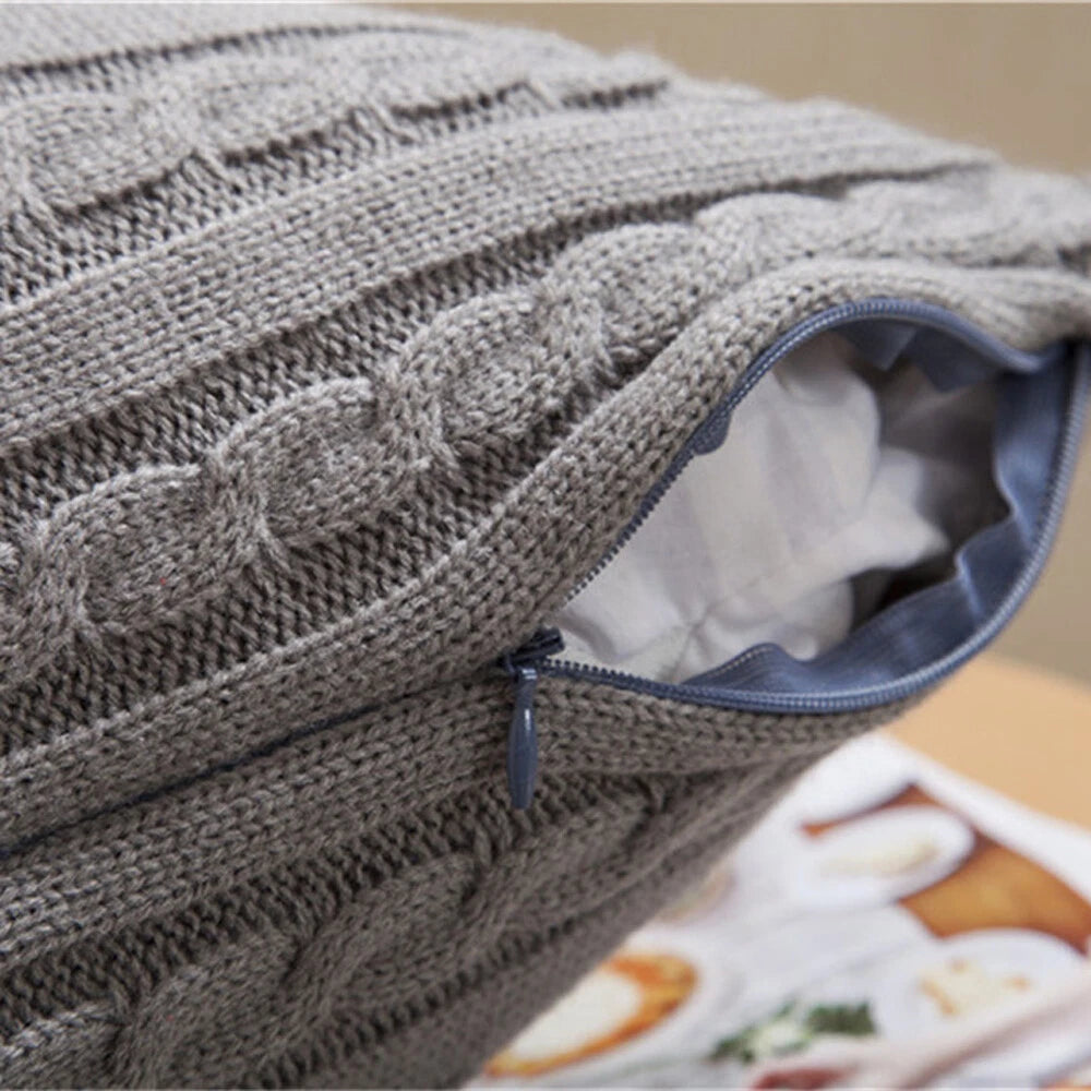 18'' Knitted Pillowcase Buttons Sofa Bed Throw Waist Cushion Covers Home Decor