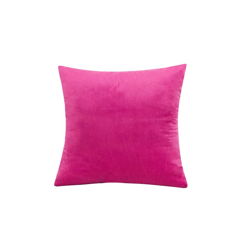 16" Solid Velvet Cushion Cover Candy Color Pillow Case For Sofa Car Home Decor