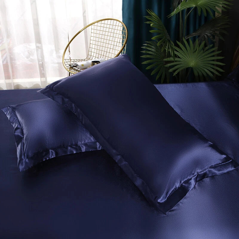 2pcs Satin Pillowcase for Bedding Bedroom Sofa Bed Throw Cushion Covers 48*74cm