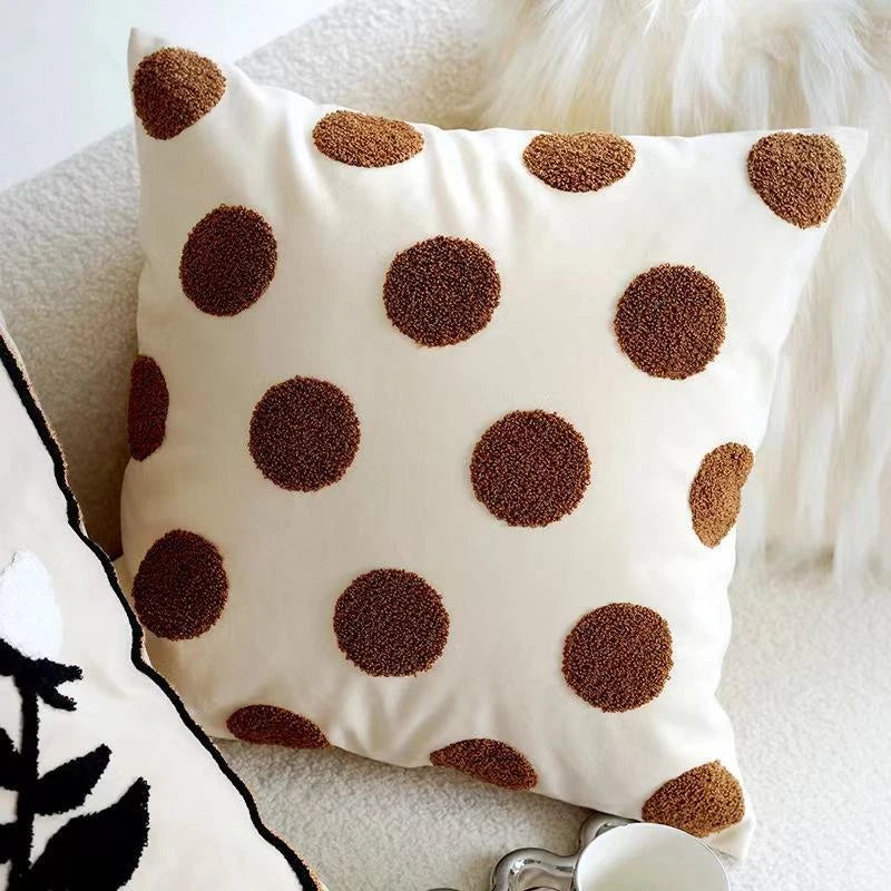 45x45cm Brown Vintage Nordic Throw Pillow Cover Cream Light Luxury Sofa Cushion