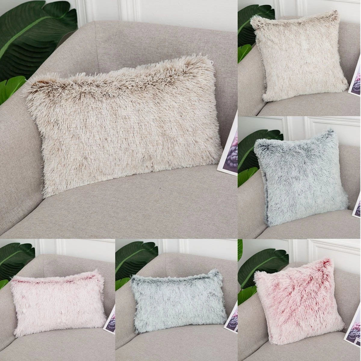 Velvet Plush Fur Faux Pillow Case Bed Sofa Waist Throw Cushion Cover Home Decor