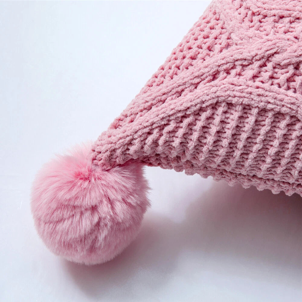 18" Knitted Pillow Case Sofa Bed Soft Pompom Ball Waist Throw Cushions Cover New