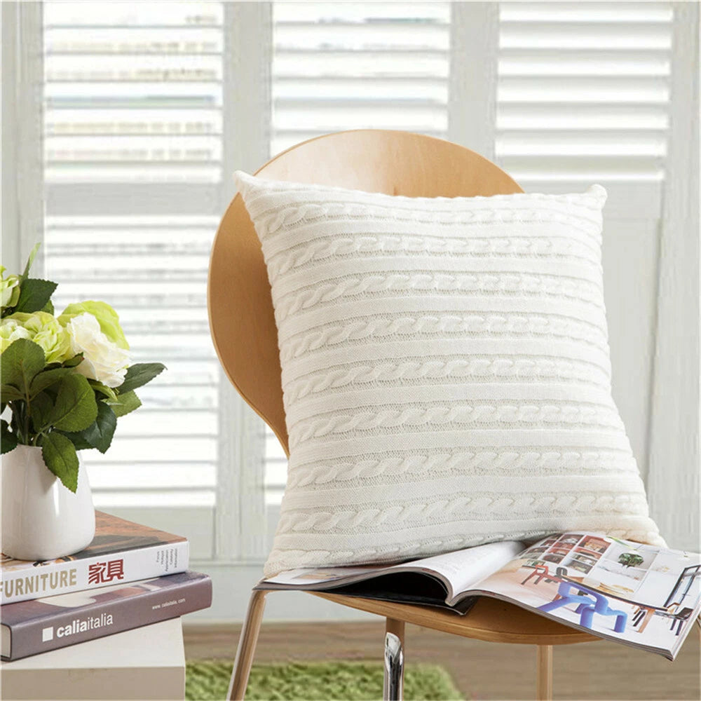 Knitted Pillow Cover Pillowcase Coreless Pillow Cushion Throw Sofa Car Bed Decor