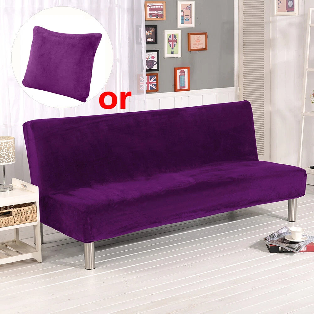 Armless Sofa Bed Cover Futon Full Size Thicker Plush Sofa Slipcover New