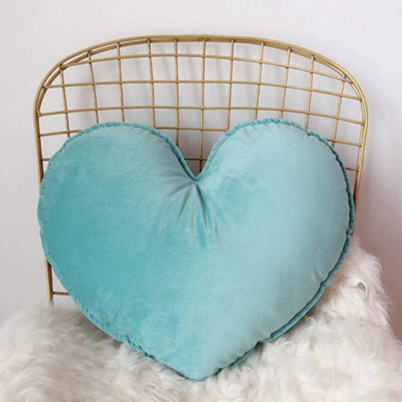 Heart Pillowcase Cushion Soft Velvet Pillow Sofa Chair Living Room Bed Decor
