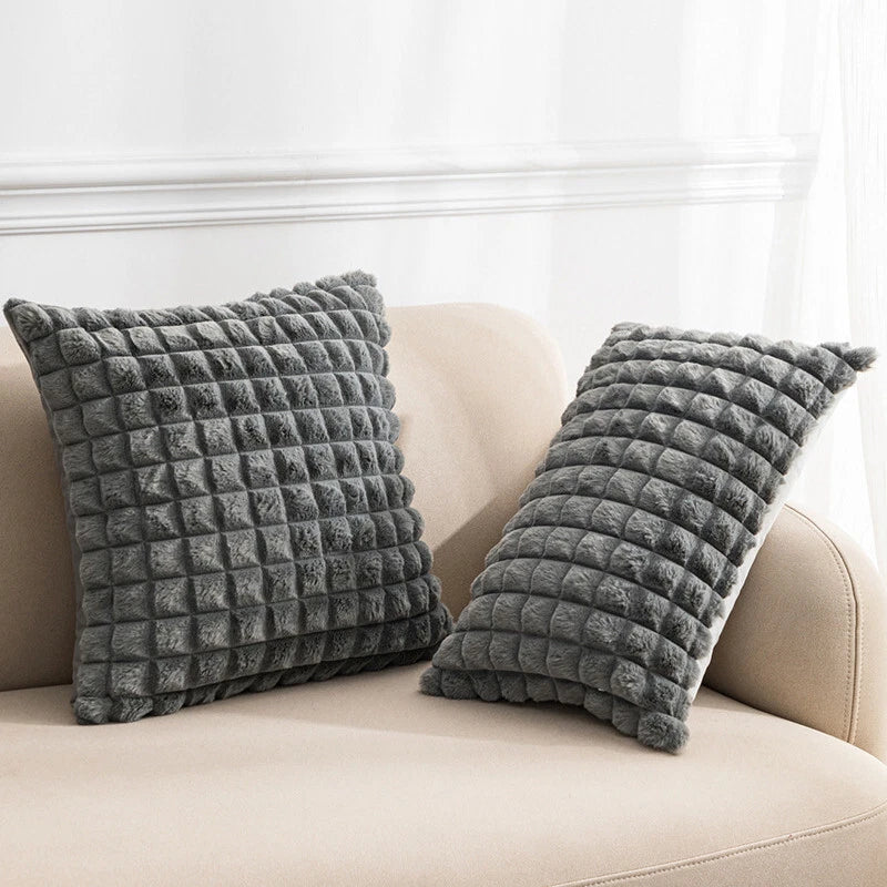 18 x 18 in Faux Fur Soft Fabric Throw Pillow Covers Case Sofa Bed Cushion Cover