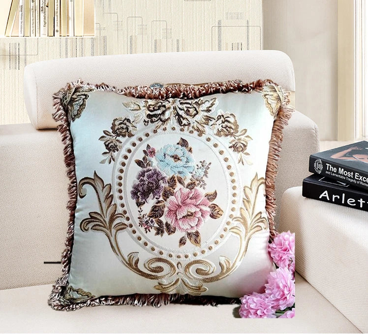 22x22" Classic Vintage Cushion COVER Jacquard Floral Sofa Home Decor Pillow Case