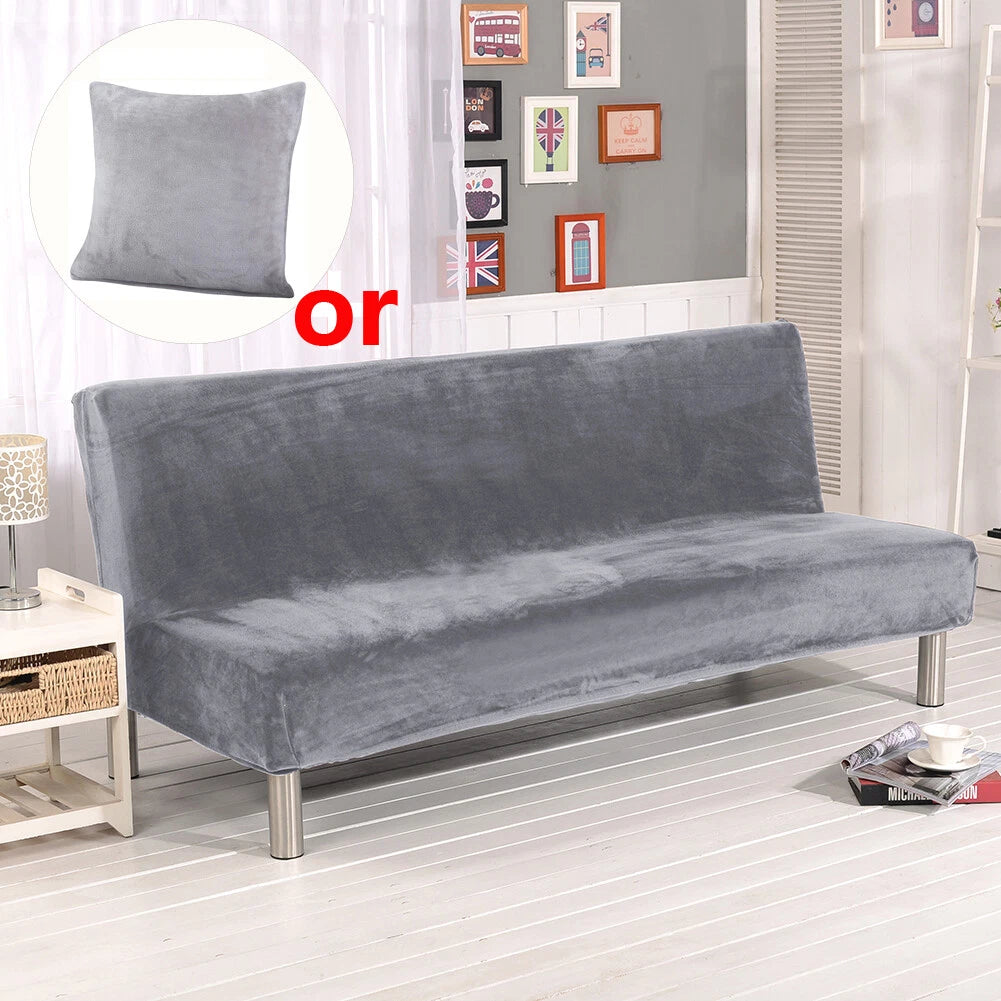 Armless Sofa Bed Cover Futon Full Size Thicker Plush Sofa Slipcover New