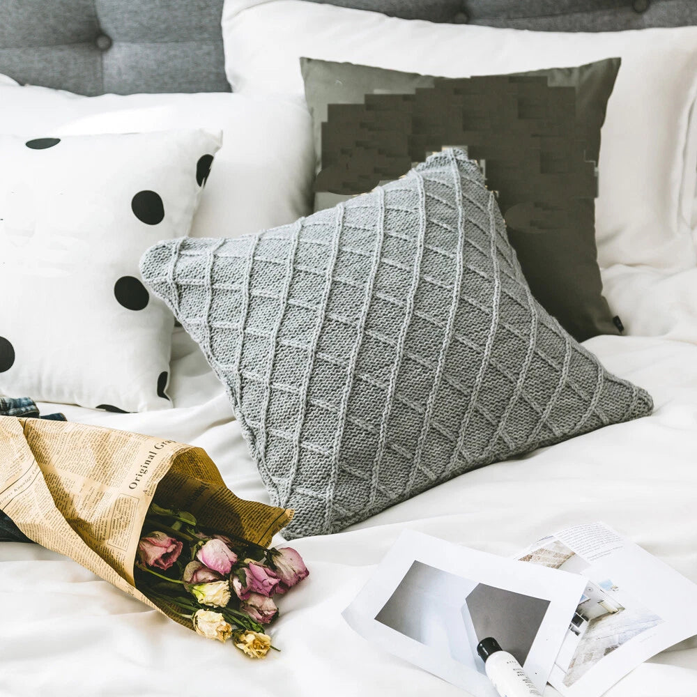 18" Knitted Pillow Case Throw Office Sofa Bed Waist Cushion Cover Pillowcase 1pc