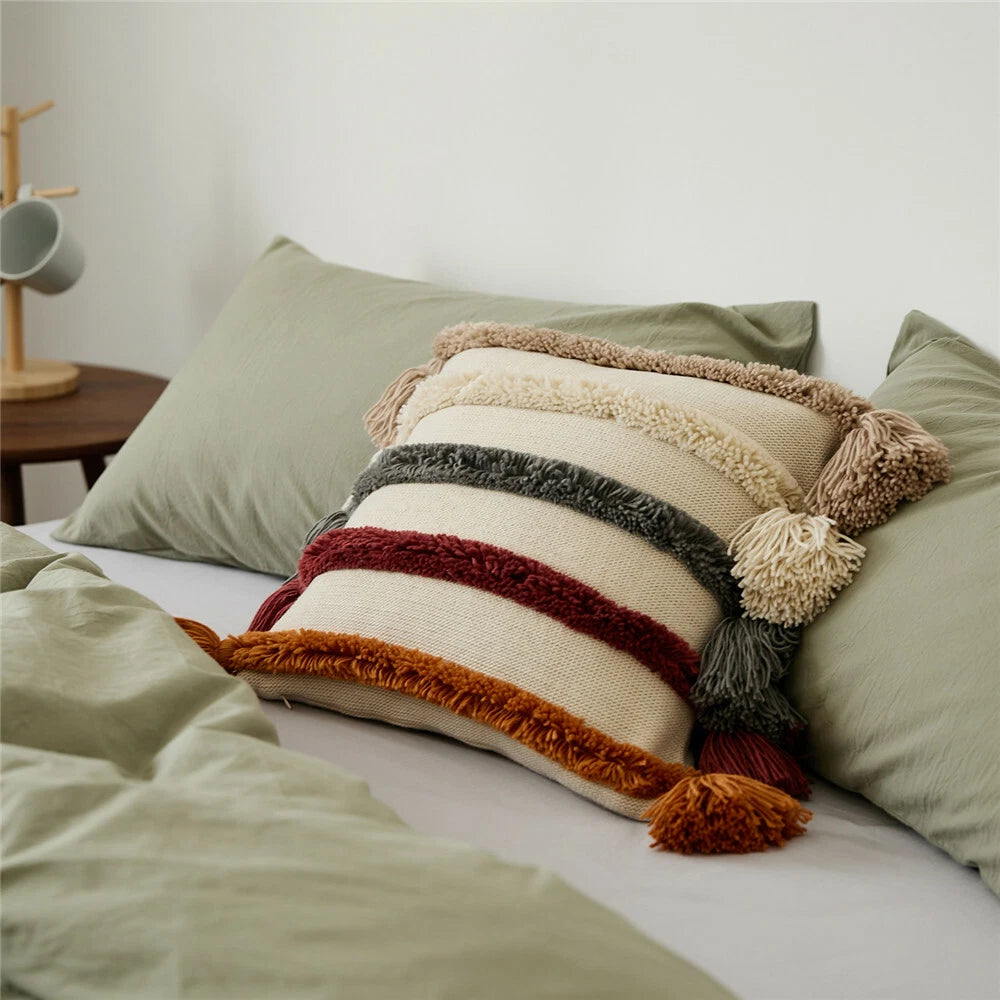 Knitted Tassel Throw Cushion Pillow Case Pillows Covers Sofa Bed Home Decor New