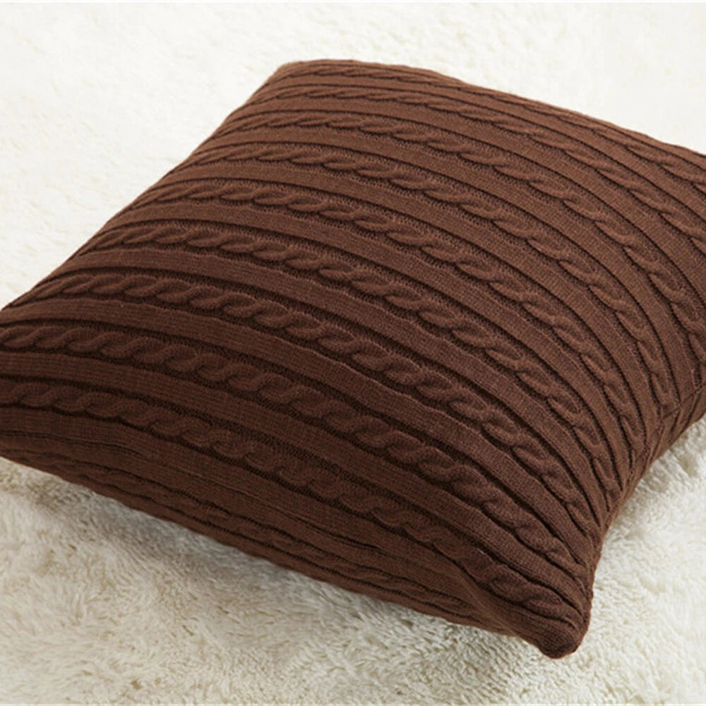 18'' Knitted Pillowcase Buttons Sofa Bed Throw Waist Cushion Covers Home Decor