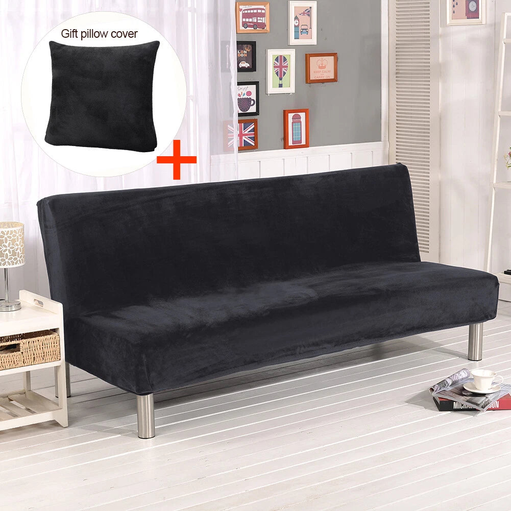 Velvet Armless Sofa Bed Cover Folding Futon Cover Sofa Slipcover 180-210cm