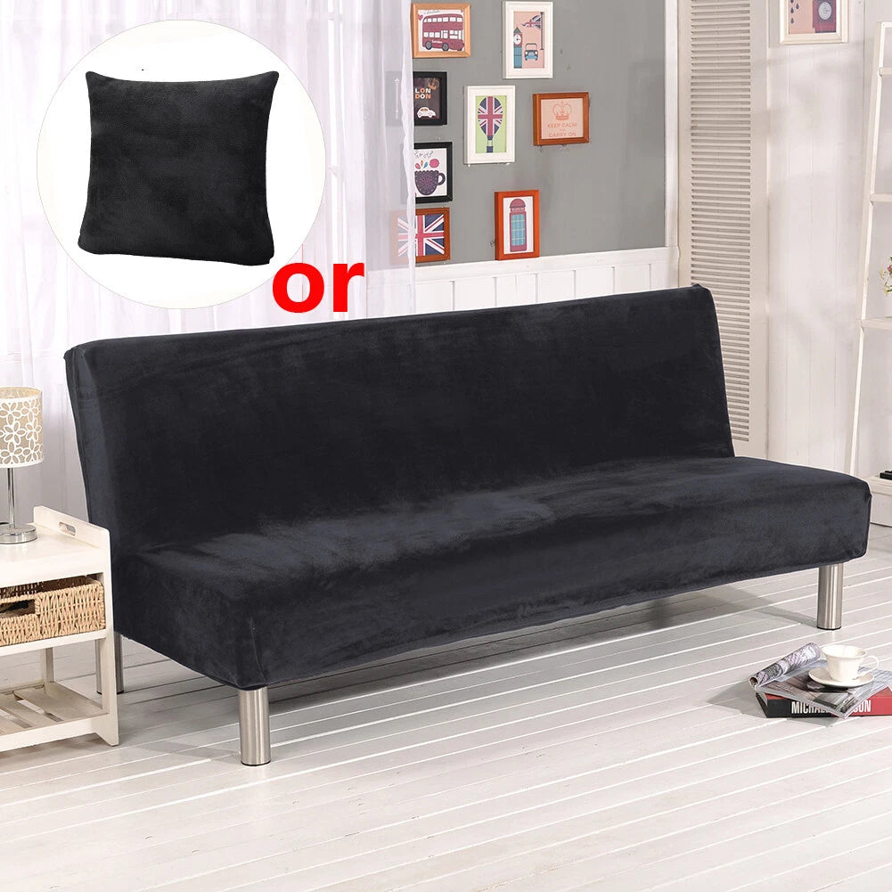 Armless Futon Sofa Bed Cover Full Size Thicker Plush Sofa Slipcover orPillowcase