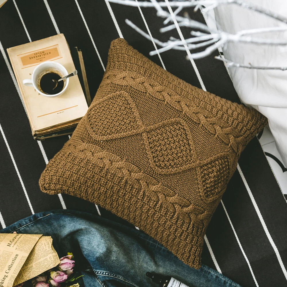 1pc Fashion Throw Pillow Case Sofa Waist Cushion Covers Knitted Home Bed Decor