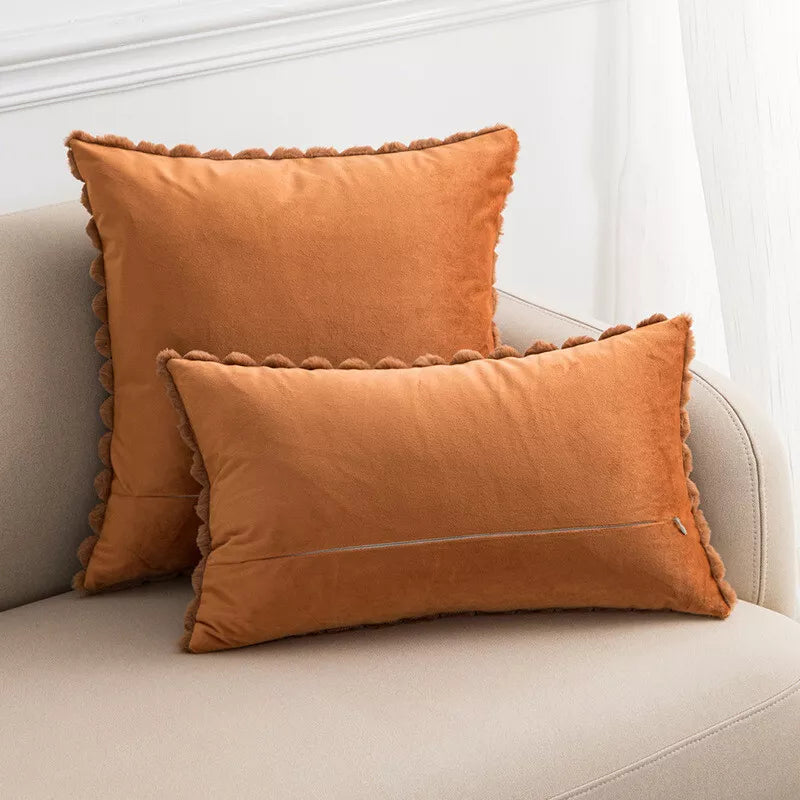 18 x 18 in Faux Fur Soft Fabric Throw Pillow Covers Case Sofa Bed Cushion Cover