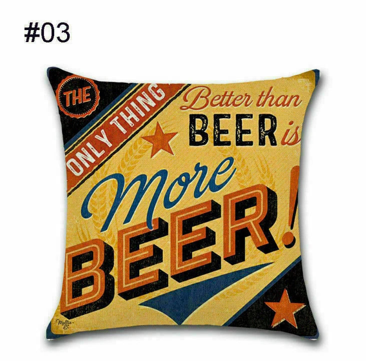 Cover Cushion Pillow Throw Case Vintage Bottle Beer Sofa Wine