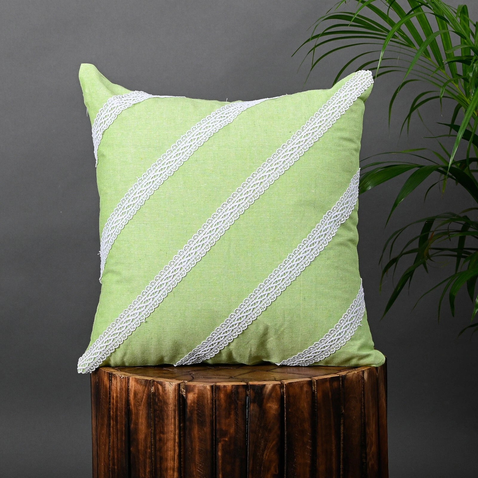 Decorative Cushion Cover Cotton Throw Pillow Case Home Sofa Decor Diagonal Lace