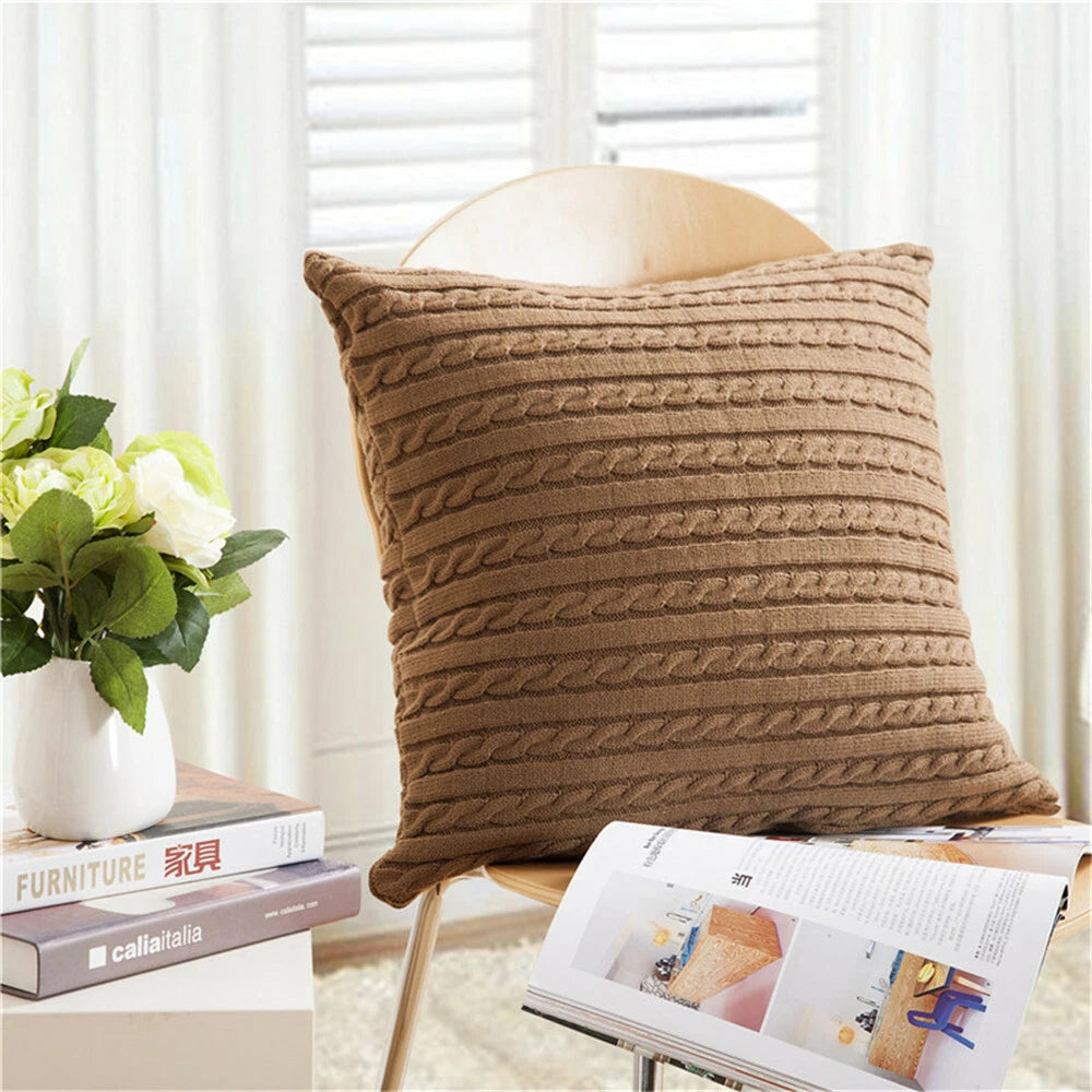 18'' Knitted Pillowcase Buttons Sofa Bed Throw Waist Cushion Covers Home Decor