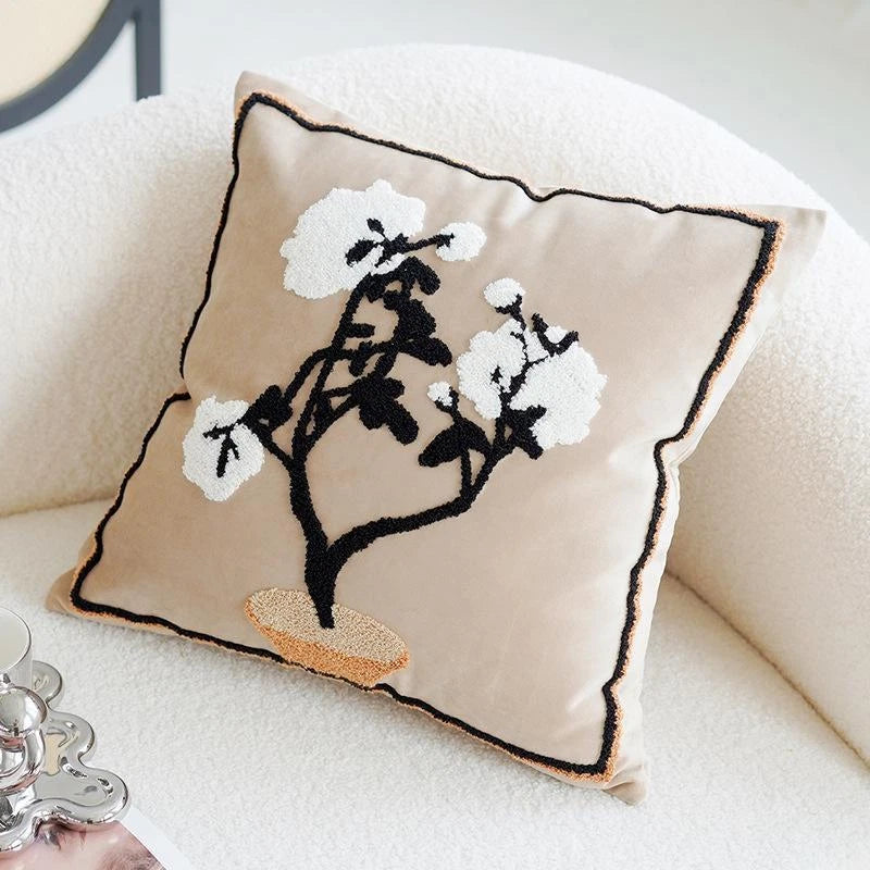 45x45cm Brown Vintage Nordic Throw Pillow Cover Cream Light Luxury Sofa Cushion