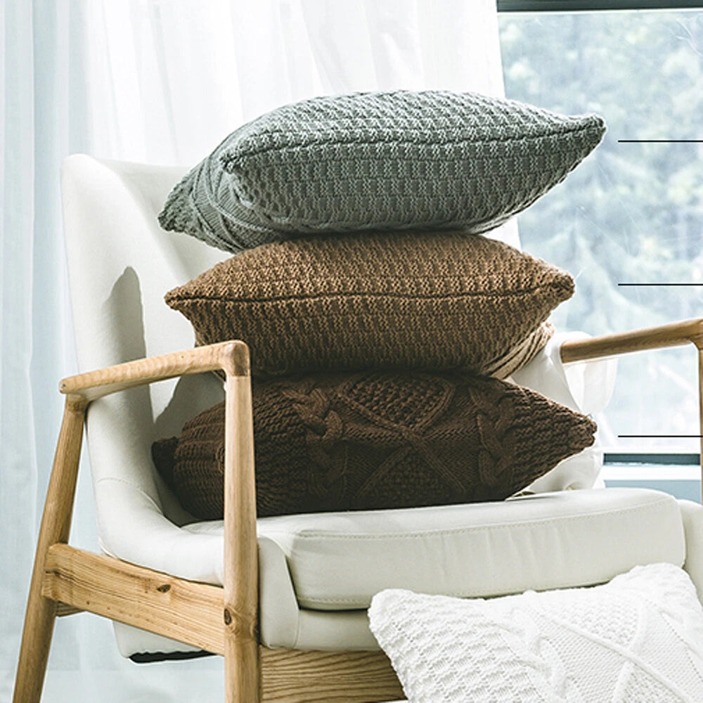 1pc Fashion Throw Pillow Case Sofa Waist Cushion Covers Knitted Home Bed Decor