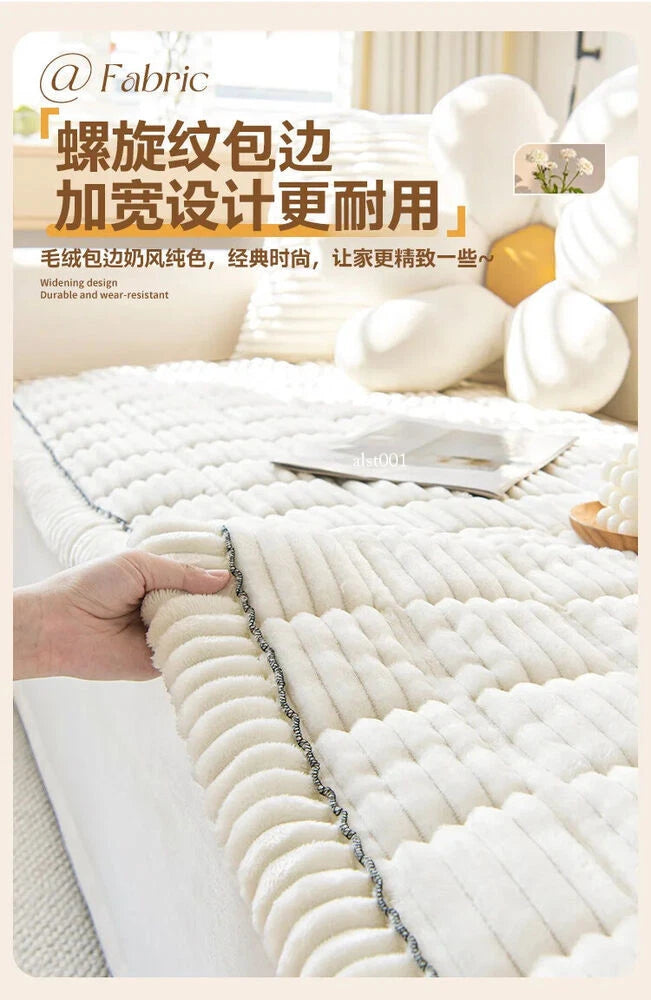 New Corduroy Quilted Sofa Towel Winter Warm Thickening Plush Cushion Couch Cover