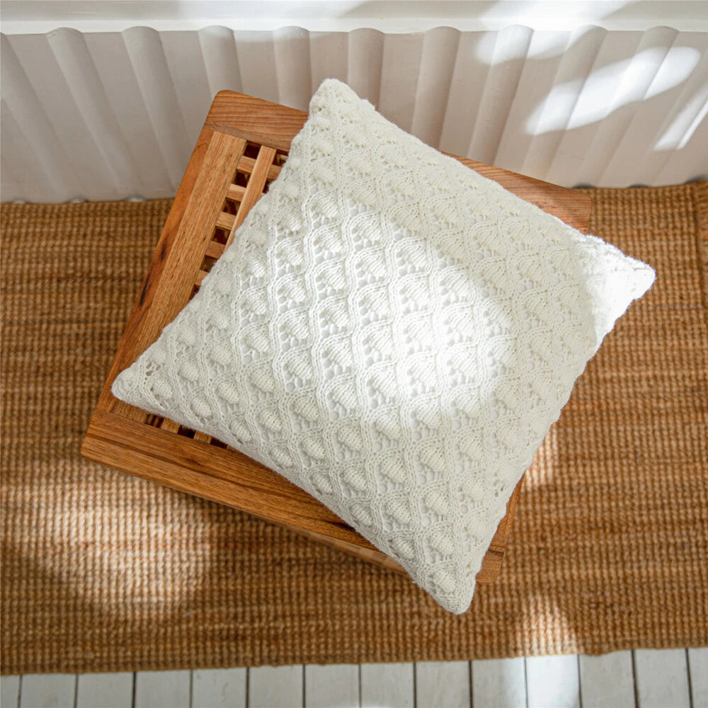 18'' Knitted Pillowcase Buttons Sofa Bed Throw Waist Cushion Covers Home Decor