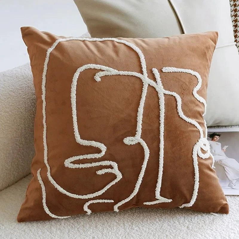 45x45cm Brown Vintage Nordic Throw Pillow Cover Cream Light Luxury Sofa Cushion