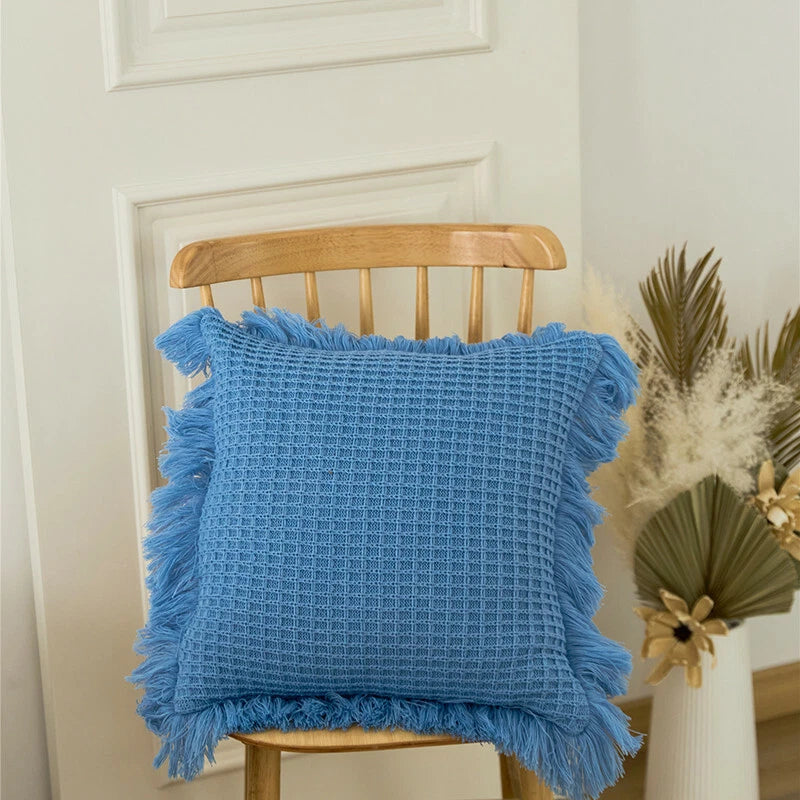 45*45cm Square Throw Pillow Case Tassel Cushion Cover Sofa Bed Pillowcase Decor