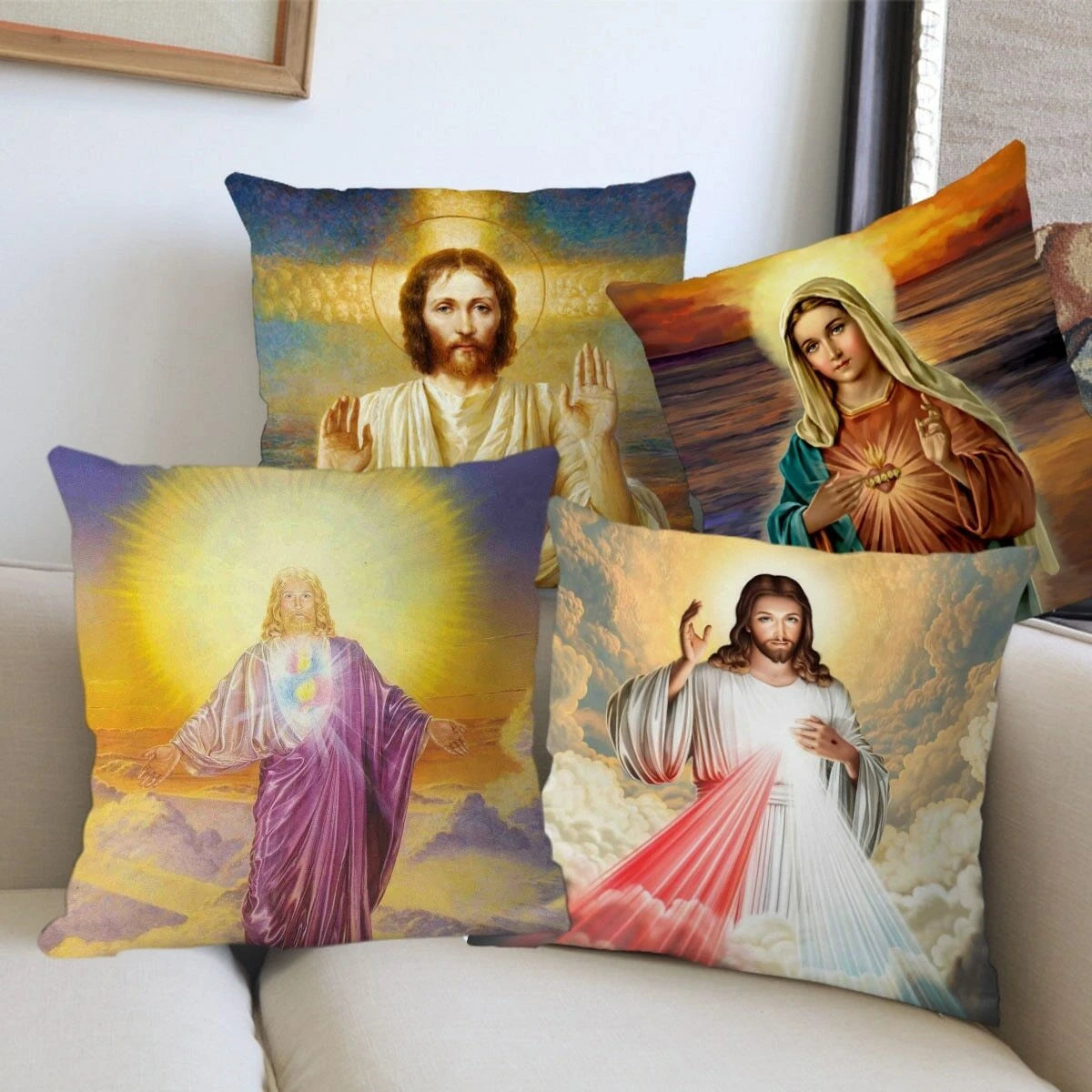 Virgin Mary Printed Pillow Case Car Bed Sofa Bedroom Decoration Cushion Cover