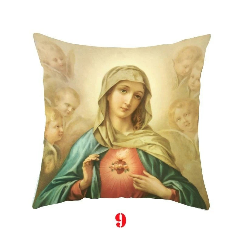 Virgin Mary Printed Pillow Case Car Bed Sofa Bedroom Decoration Cushion Cover