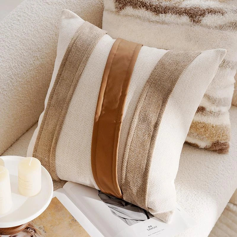 45x45cm Brown Vintage Nordic Throw Pillow Cover Cream Light Luxury Sofa Cushion