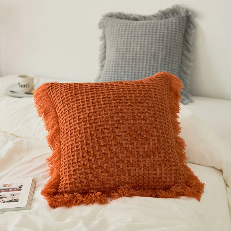 45*45cm Square Throw Pillow Case Tassel Cushion Cover Sofa Bed Pillowcase Decor