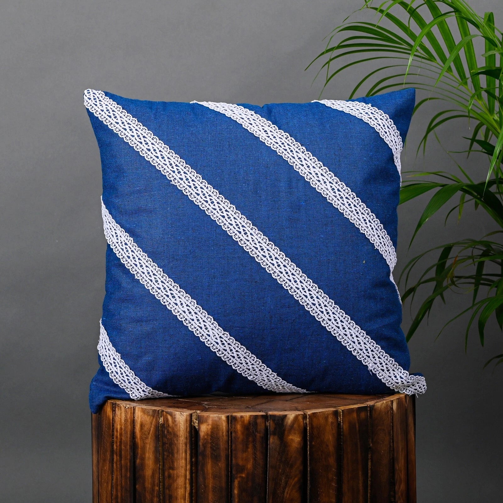 Decorative Cushion Cover Cotton Throw Pillow Case Home Sofa Decor Diagonal Lace