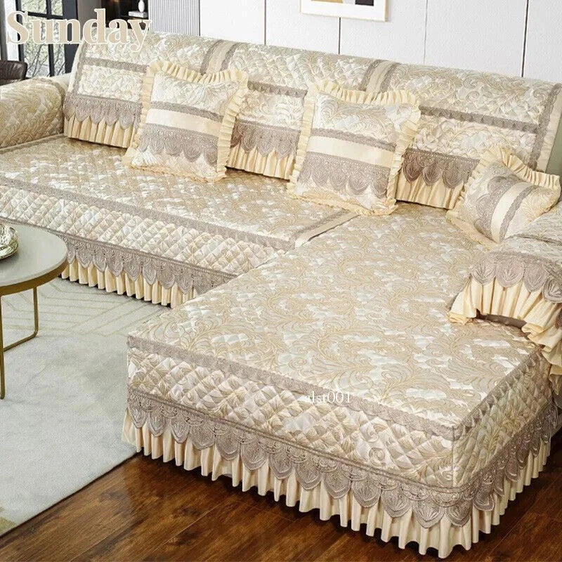 Classical Lace Couch Covers Jacquard Quilted Seat Cushion Universal Skirt Towel