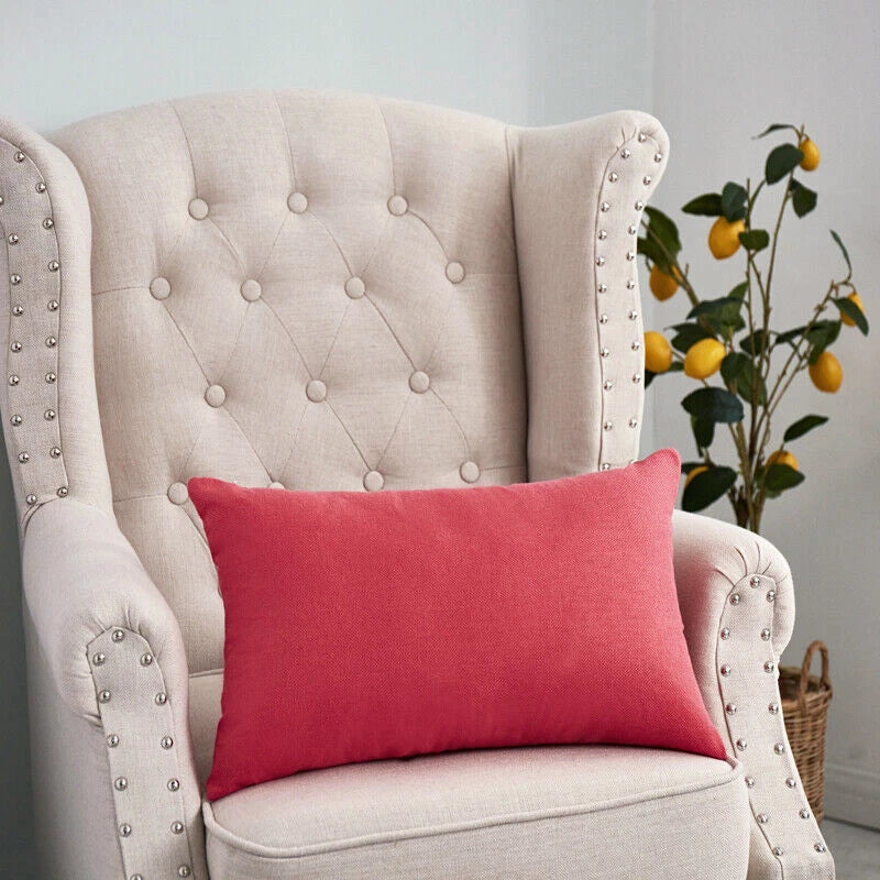 1pc Solid Color Sofa Bed Waist Throw Cushion Covers Pillowcase Christmas Decor