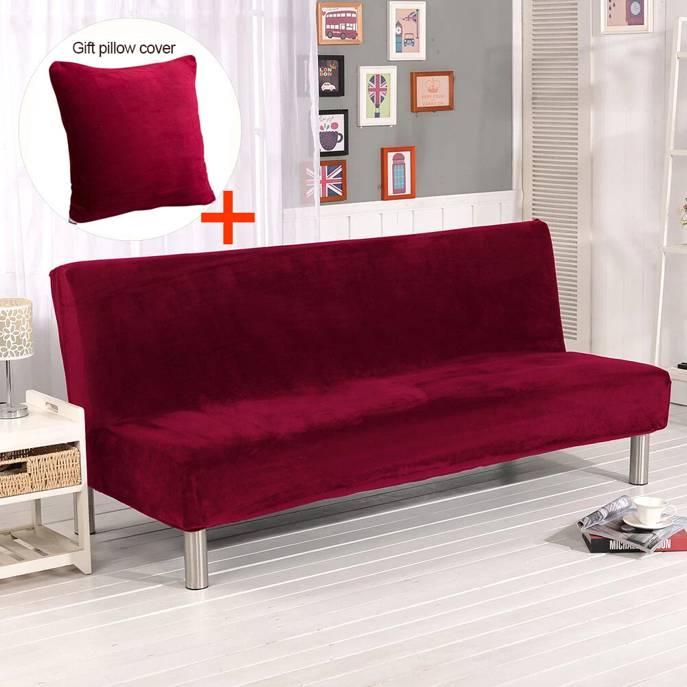 Velvet Armless Sofa Bed Cover Folding Futon Cover Sofa Slipcover 180-210cm