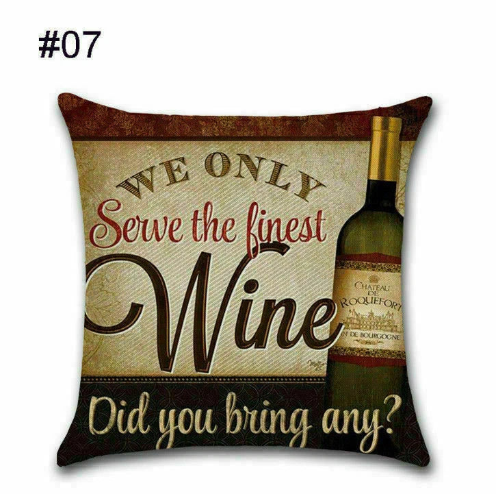 Cover Cushion Pillow Throw Case Vintage Bottle Beer Sofa Wine