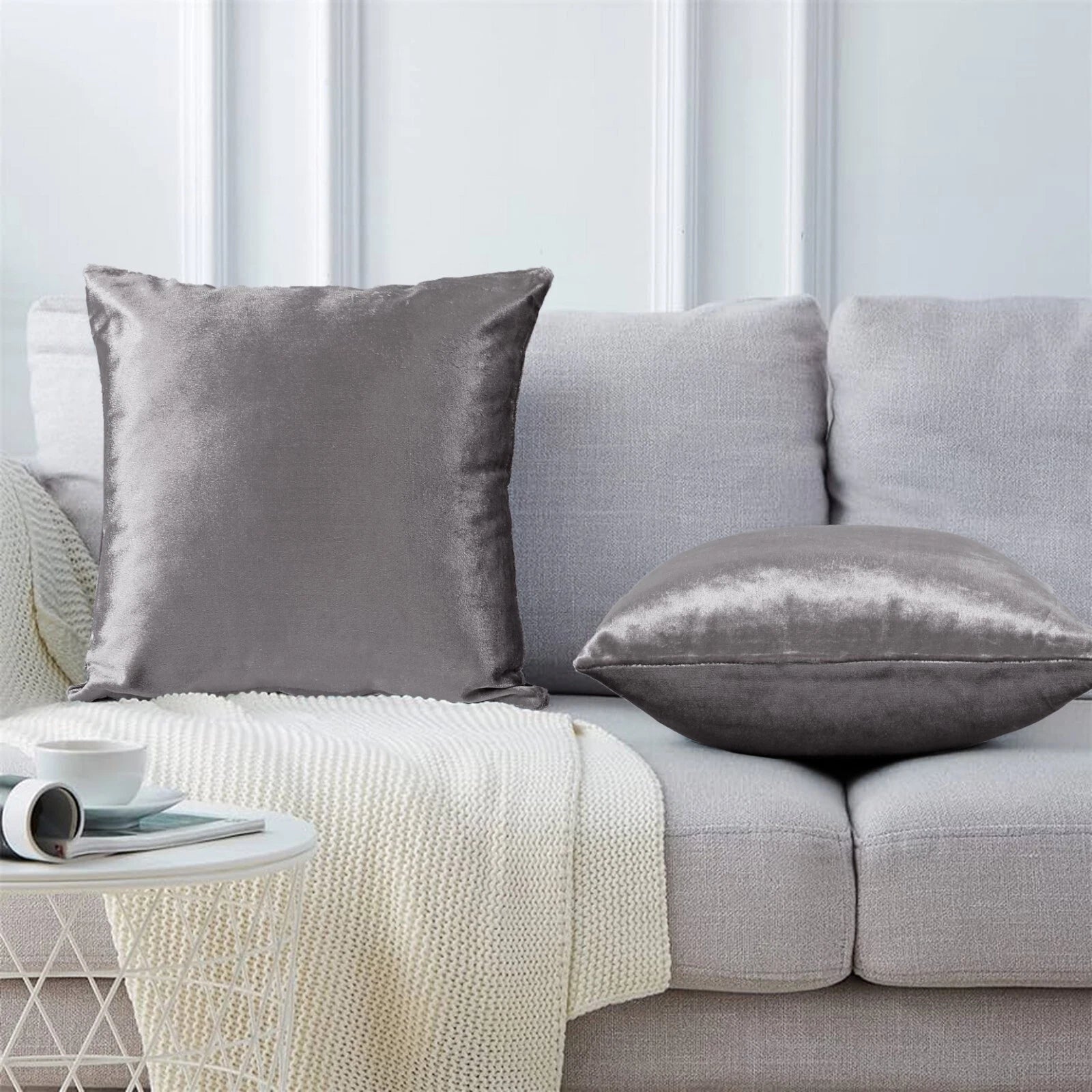 Pack of 4 Plush Velvet Cushion Covers Extra Soft Sofa Throw Pillow Cases 17"x17"