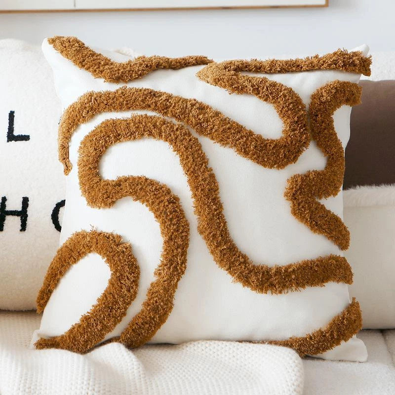 45x45cm Brown Vintage Nordic Throw Pillow Cover Cream Light Luxury Sofa Cushion
