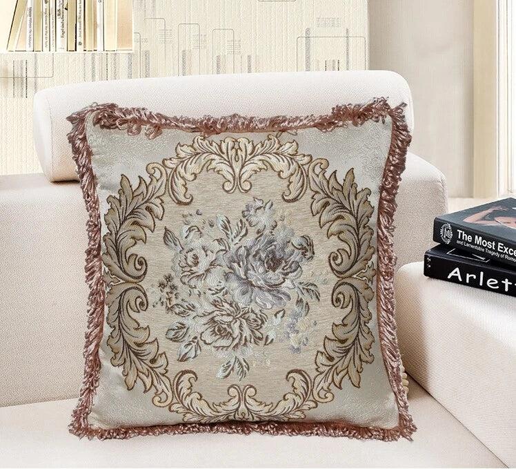22x22" Classic Vintage Cushion COVER Jacquard Floral Sofa Home Decor Pillow Case