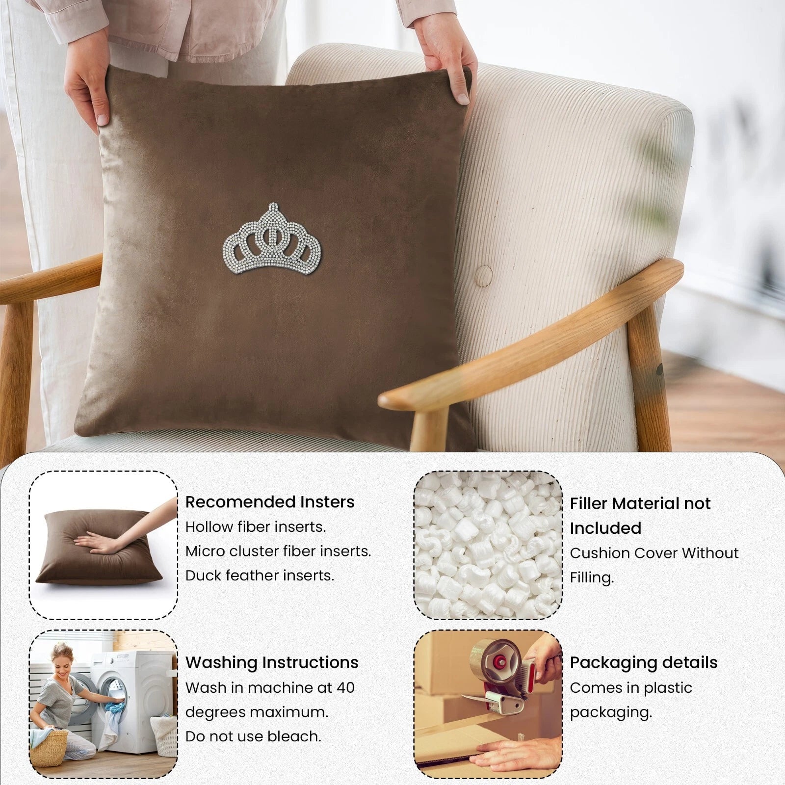 Velvet Cushion Covers Square Sofa Pillow Cases Pack of 4, 3, 2  Bed Sofa Decor