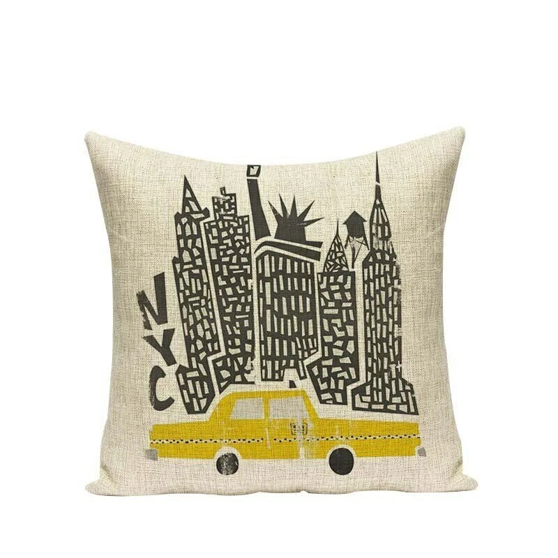 High Quality Cushion Cover Creative Building Car Printed Sofa Bed Chair Home