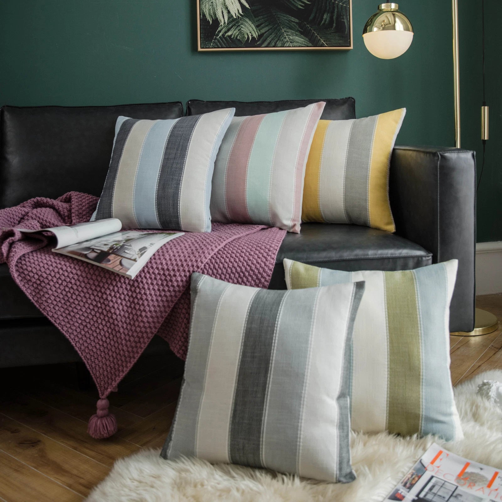 1pc Stripe Sofa Throw Cushion Covers Pillowcase Square Bed Car Pillow Case Decor