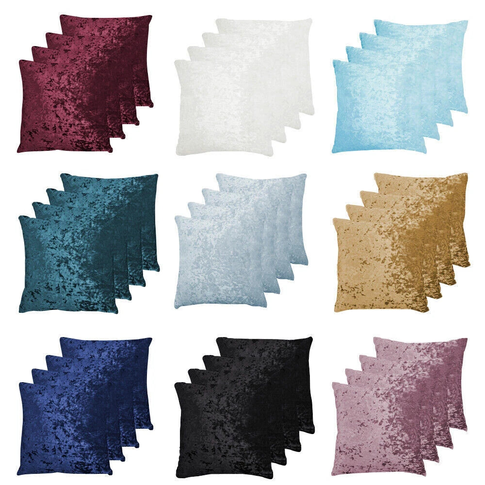 Umi Velvet Cushion Covers Plain Throw Pillow Cases Seat Sofa Bed Set of 4 Square