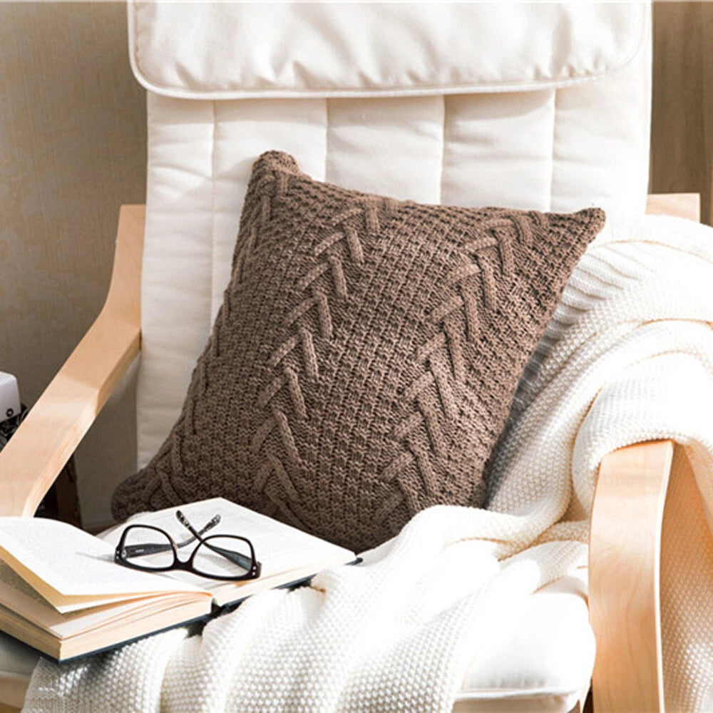 18'' Knitted Pillowcase Buttons Sofa Bed Throw Waist Cushion Covers Home Decor